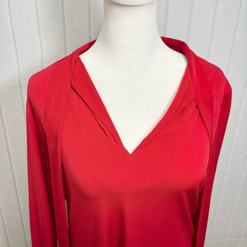 Michael Kors Vibrant Red Stretch‎ Long Sleeve Knee Length Dress Size M